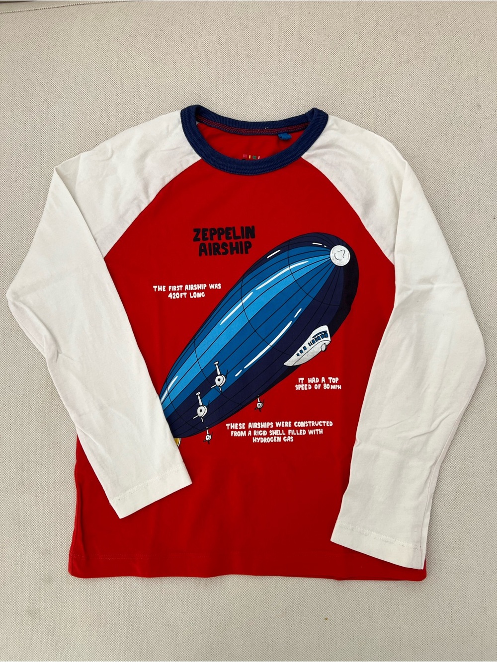 Mini Boden Red Tee with Navy Trim